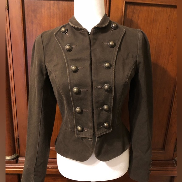 Vintage Jacket Blazer Jacket by Debbie Shuchat 100% Cotton in Brown, Size 4 - Picture 1 of 10